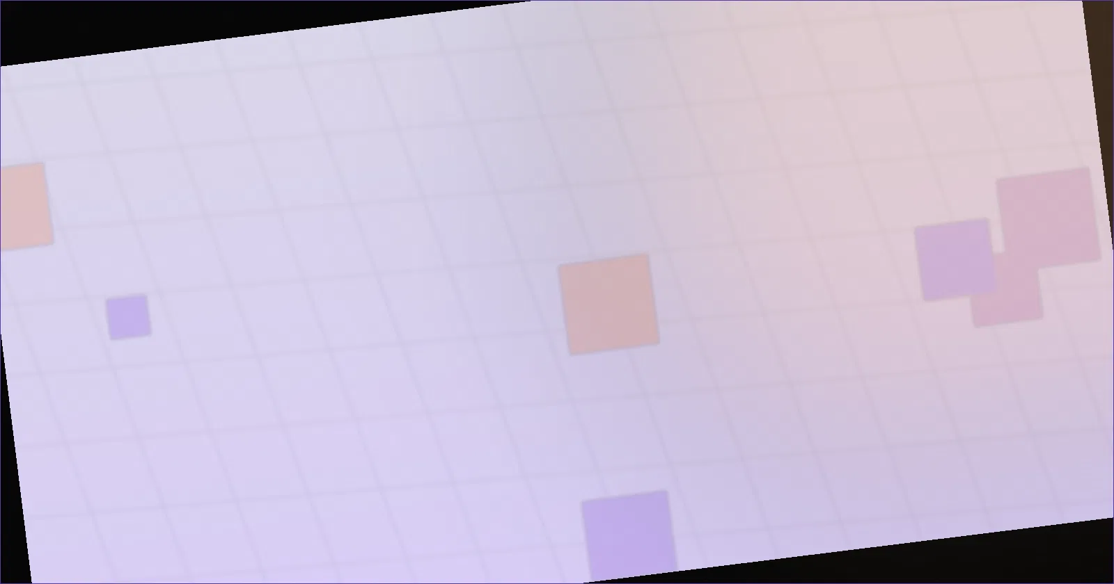 A top down dungeon grid with a lit field of view and shadows cast behind pillars